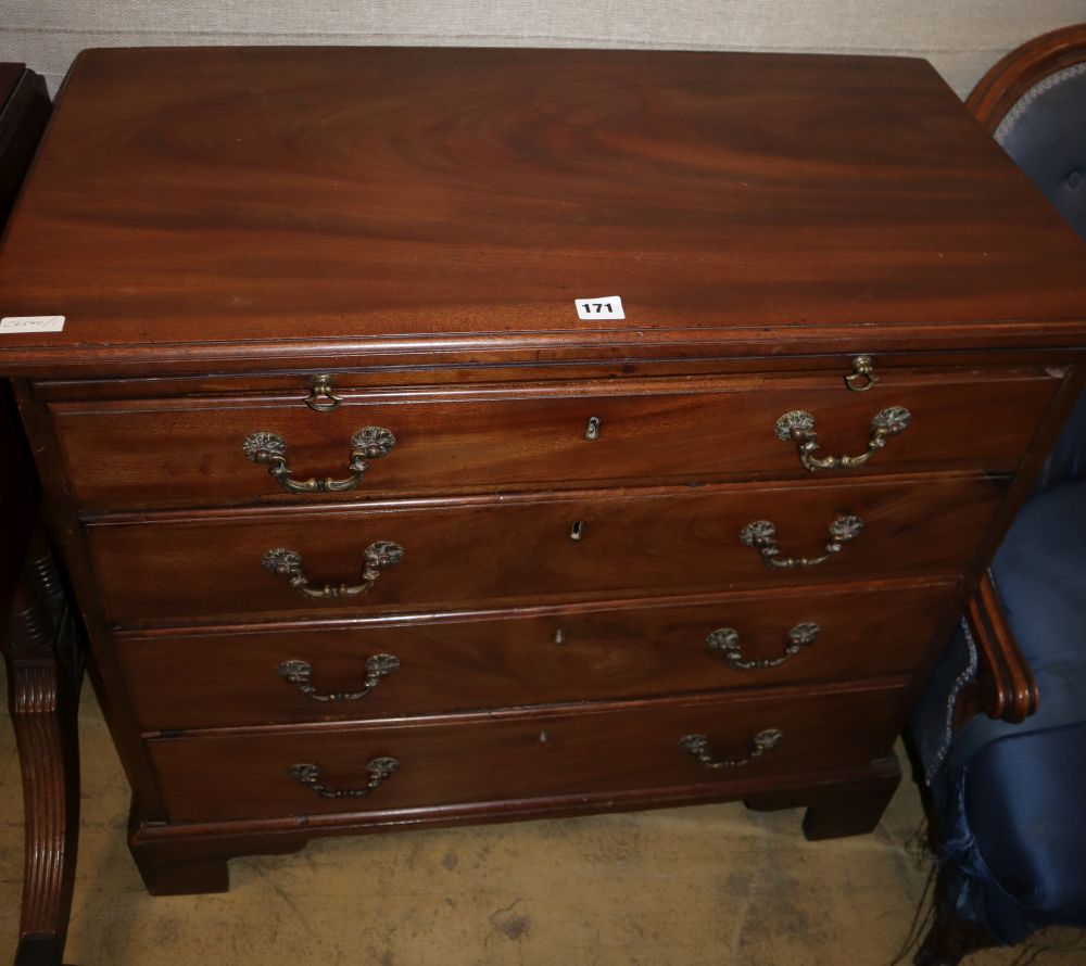 A George III mahogany chest with brushing slide, W.84cm, D.44cm, H.76cm